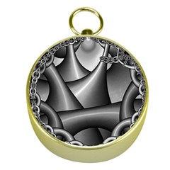 Grey Fractal Background With Chains Gold Compasses by Simbadda