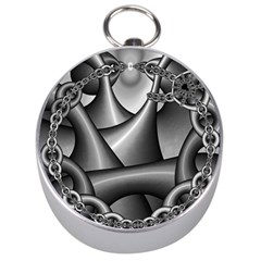 Grey Fractal Background With Chains Silver Compasses by Simbadda