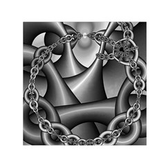 Grey Fractal Background With Chains Small Satin Scarf (square) by Simbadda