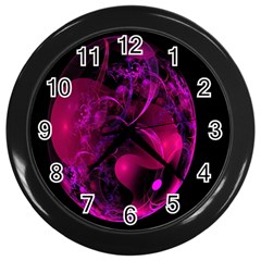 Fractal Using A Script And Coloured In Pink And A Touch Of Blue Wall Clocks (black) by Simbadda