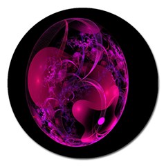 Fractal Using A Script And Coloured In Pink And A Touch Of Blue Magnet 5  (round) by Simbadda