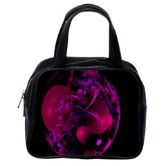 Fractal Using A Script And Coloured In Pink And A Touch Of Blue Classic Handbags (one Side) by Simbadda