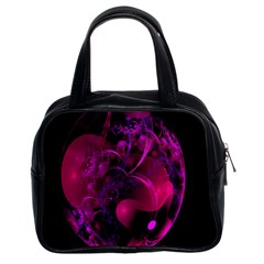 Fractal Using A Script And Coloured In Pink And A Touch Of Blue Classic Handbags (2 Sides) by Simbadda