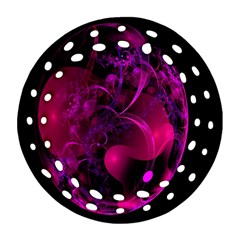 Fractal Using A Script And Coloured In Pink And A Touch Of Blue Round Filigree Ornament (two Sides) by Simbadda