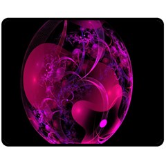 Fractal Using A Script And Coloured In Pink And A Touch Of Blue Double Sided Fleece Blanket (medium)  by Simbadda