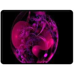 Fractal Using A Script And Coloured In Pink And A Touch Of Blue Double Sided Fleece Blanket (large)  by Simbadda