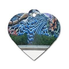 Mural Wall Located Street Georgia Usa Dog Tag Heart (one Side) by Simbadda