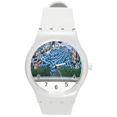 Mural Wall Located Street Georgia Usa Round Plastic Sport Watch (m) by Simbadda