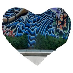 Mural Wall Located Street Georgia Usa Large 19  Premium Heart Shape Cushions by Simbadda