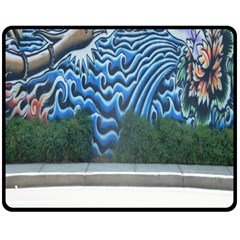 Mural Wall Located Street Georgia Usa Double Sided Fleece Blanket (medium)  by Simbadda