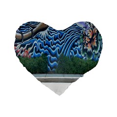 Mural Wall Located Street Georgia Usa Standard 16  Premium Flano Heart Shape Cushions by Simbadda