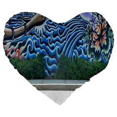 Mural Wall Located Street Georgia Usa Large 19  Premium Flano Heart Shape Cushions by Simbadda