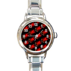 Fractal Background Red And Black Round Italian Charm Watch by Simbadda