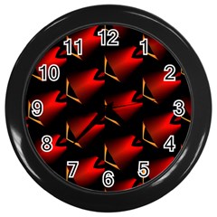 Fractal Background Red And Black Wall Clocks (black) by Simbadda