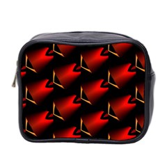 Fractal Background Red And Black Mini Toiletries Bag 2-side by Simbadda