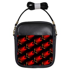 Fractal Background Red And Black Girls Sling Bags by Simbadda