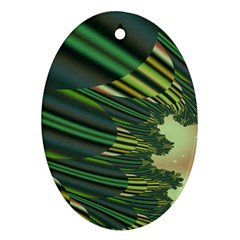 A Feathery Sort Of Green Image Shades Of Green And Cream Fractal Ornament (oval) by Simbadda