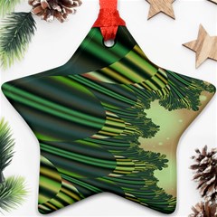 A Feathery Sort Of Green Image Shades Of Green And Cream Fractal Ornament (star) by Simbadda