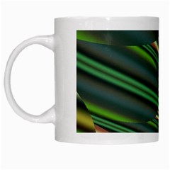 A Feathery Sort Of Green Image Shades Of Green And Cream Fractal White Mugs by Simbadda