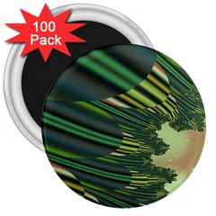 A Feathery Sort Of Green Image Shades Of Green And Cream Fractal 3  Magnets (100 Pack) by Simbadda