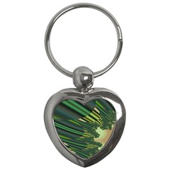 A Feathery Sort Of Green Image Shades Of Green And Cream Fractal Key Chains (heart)  by Simbadda