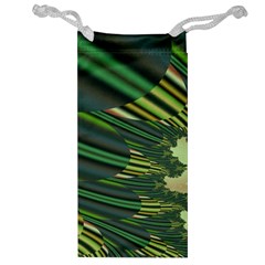 A Feathery Sort Of Green Image Shades Of Green And Cream Fractal Jewelry Bag by Simbadda