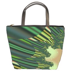 A Feathery Sort Of Green Image Shades Of Green And Cream Fractal Bucket Bags by Simbadda