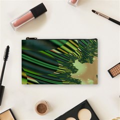 A Feathery Sort Of Green Image Shades Of Green And Cream Fractal Cosmetic Bag (small)  by Simbadda