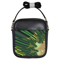 A Feathery Sort Of Green Image Shades Of Green And Cream Fractal Girls Sling Bags by Simbadda