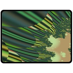 A Feathery Sort Of Green Image Shades Of Green And Cream Fractal Fleece Blanket (large)  by Simbadda