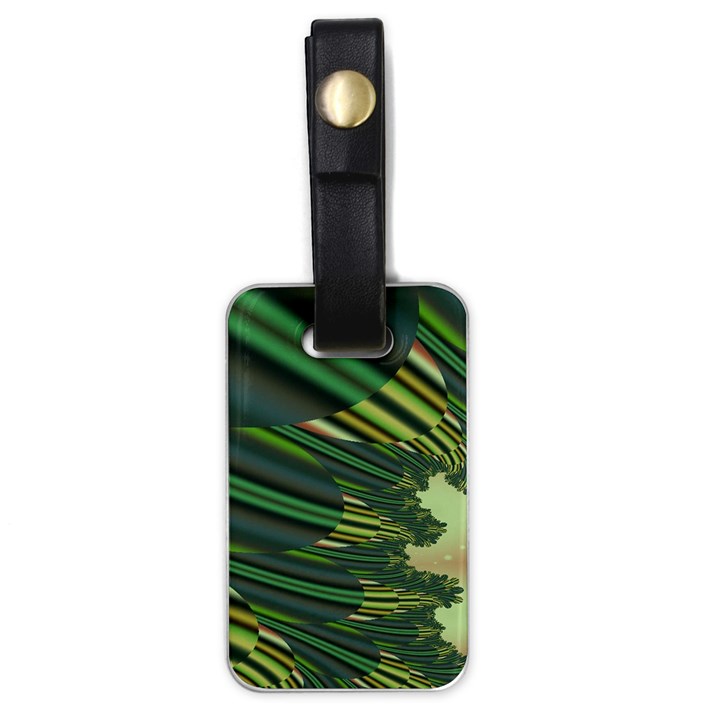 A Feathery Sort Of Green Image Shades Of Green And Cream Fractal Luggage Tags (One Side) 