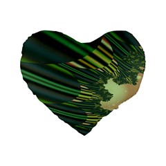 A Feathery Sort Of Green Image Shades Of Green And Cream Fractal Standard 16  Premium Heart Shape Cushions by Simbadda