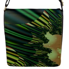 A Feathery Sort Of Green Image Shades Of Green And Cream Fractal Flap Messenger Bag (s) by Simbadda