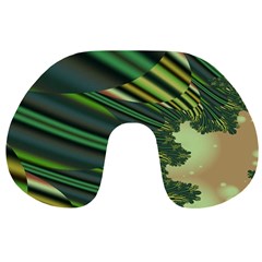 A Feathery Sort Of Green Image Shades Of Green And Cream Fractal Travel Neck Pillows by Simbadda