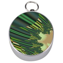 A Feathery Sort Of Green Image Shades Of Green And Cream Fractal Silver Compasses by Simbadda