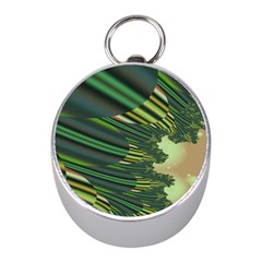 A Feathery Sort Of Green Image Shades Of Green And Cream Fractal Mini Silver Compasses by Simbadda