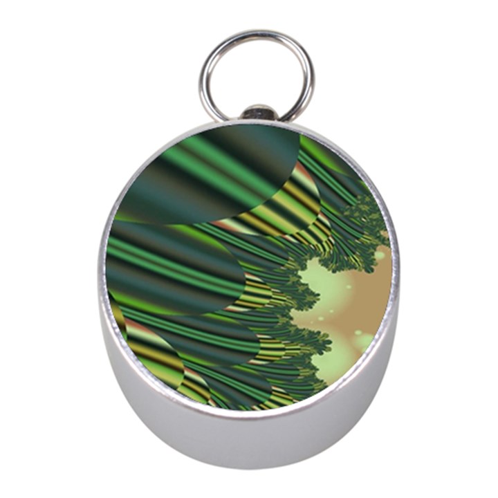 A Feathery Sort Of Green Image Shades Of Green And Cream Fractal Mini Silver Compasses