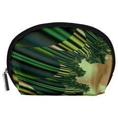 A Feathery Sort Of Green Image Shades Of Green And Cream Fractal Accessory Pouches (large)  by Simbadda