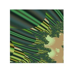 A Feathery Sort Of Green Image Shades Of Green And Cream Fractal Small Satin Scarf (square) by Simbadda