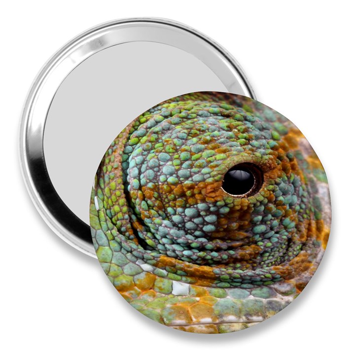 Macro Of The Eye Of A Chameleon 3  Handbag Mirrors