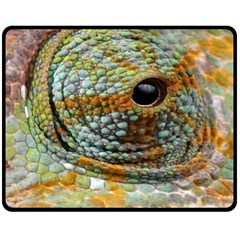 Macro Of The Eye Of A Chameleon Double Sided Fleece Blanket (medium)  by Simbadda