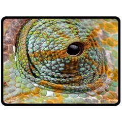 Macro Of The Eye Of A Chameleon Double Sided Fleece Blanket (large)  by Simbadda