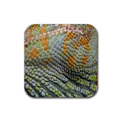 Macro Of Chameleon Skin Texture Background Rubber Coaster (square)  by Simbadda