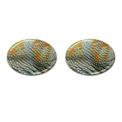 Macro Of Chameleon Skin Texture Background Cufflinks (oval) by Simbadda