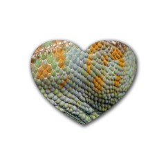 Macro Of Chameleon Skin Texture Background Heart Coaster (4 Pack)  by Simbadda