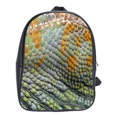 Macro Of Chameleon Skin Texture Background School Bags(large)  by Simbadda