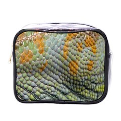 Macro Of Chameleon Skin Texture Background Mini Toiletries Bags by Simbadda