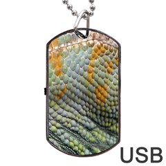 Macro Of Chameleon Skin Texture Background Dog Tag Usb Flash (one Side) by Simbadda