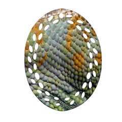 Macro Of Chameleon Skin Texture Background Ornament (oval Filigree) by Simbadda