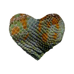 Macro Of Chameleon Skin Texture Background Standard 16  Premium Heart Shape Cushions by Simbadda